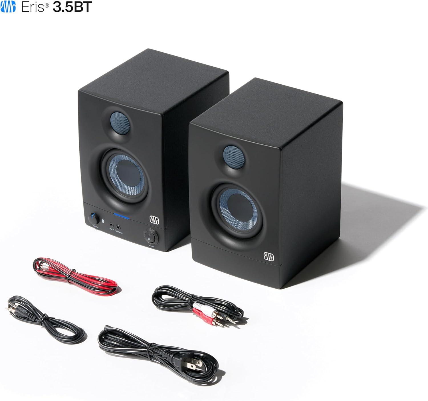 PreSonus Eris 3.5BT Bluetooth Studio Monitors, Pair — Powered, Active Monitor Speakers for Desktop, Turntable, Record Player, Bookshelf, DJ Speakers