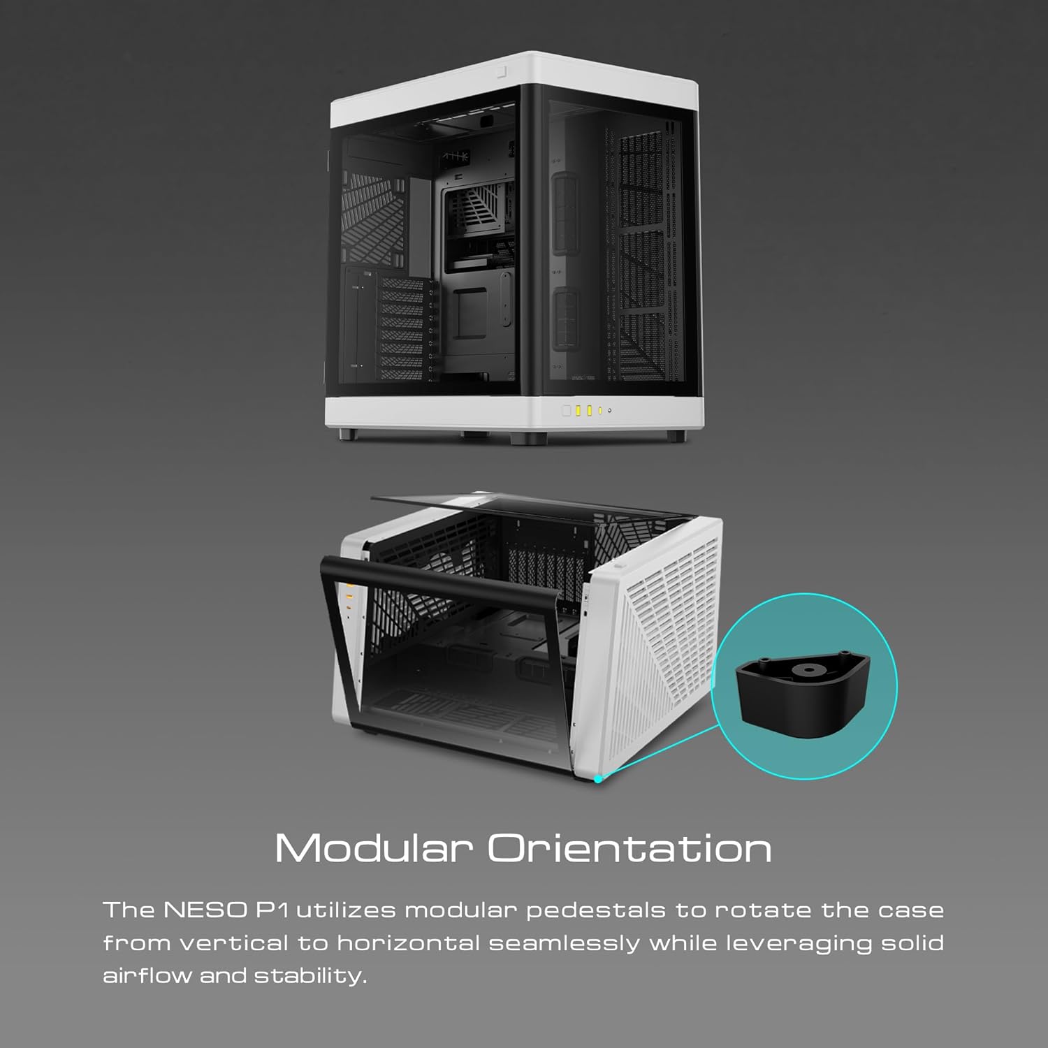 GAMDIAS RGB Dual-Chamber Panoramic Tempered Glass Gaming PC Case; 2-way ...