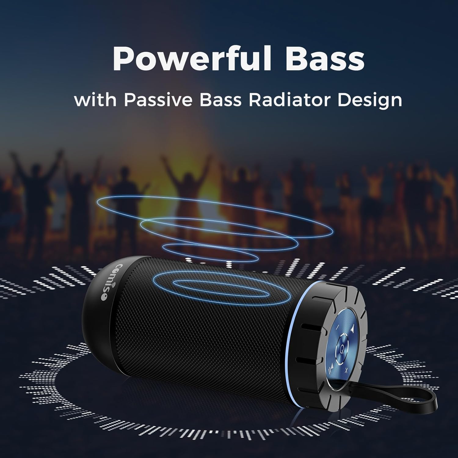 comiso Bluetooth Speaker, IPX5 Waterproof Portable Speaker with 360° HD Surround Sound, Punchy Bass, Wireless TWS Pairing, 24H Playtime, Wireless Speaker for Home/Outdoor/Camping/Beach, Birthday Gift