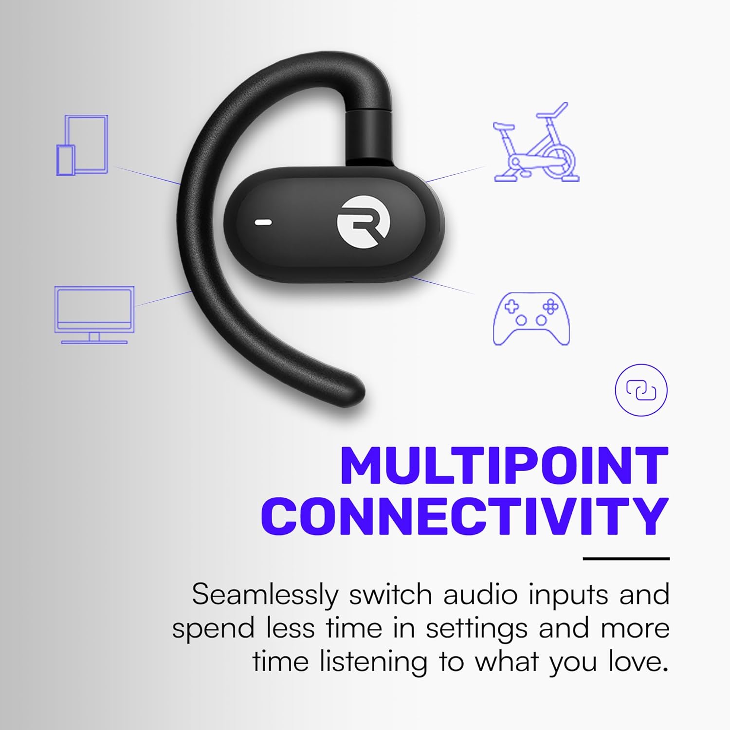 Raycon Open Earbuds – True Wireless Open Ear Bluetooth Headphones, Hook Design, IPX5 Water Resistant, 40 Hours of Battery Life (Blue)