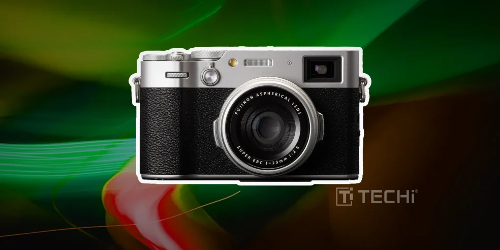 Best Cool Tech Gadgets to Own in 2025 12 Retro-styled Fujifilm X100VI camera with silver and black finish and classic lens design.