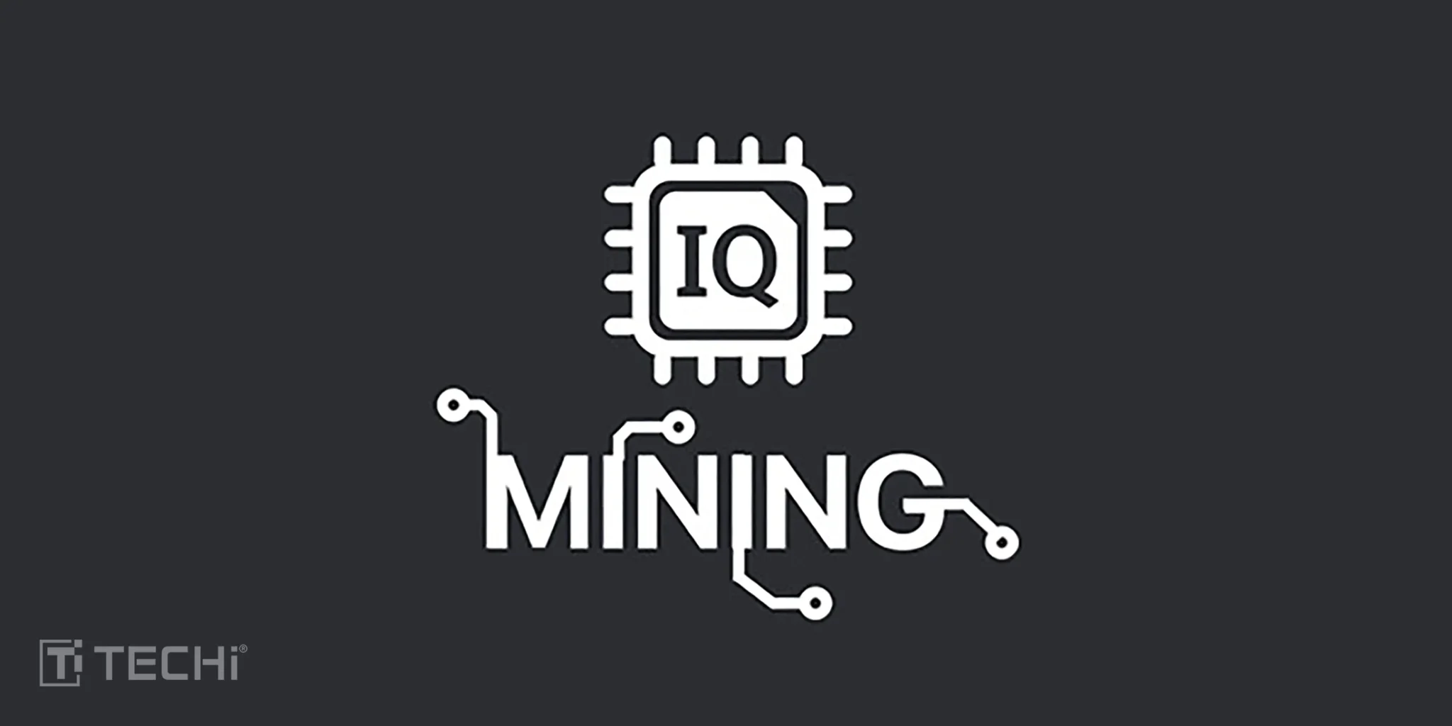 IQ Mining logo featuring a microchip design with circuitry elements.