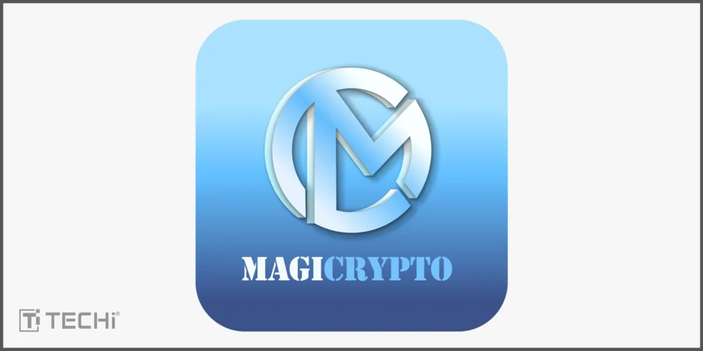 Magicrypto logo featuring a stylized 'M' and 'C' in blue and white tones, with the text 'MAGICRYPT0' below.