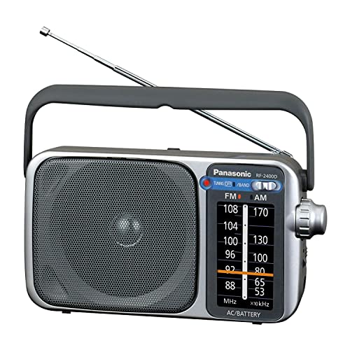 Panasonic Portable AM / FM Radio, Battery Operated Analog Radio, AC Powered, Silver (RF-2400D)